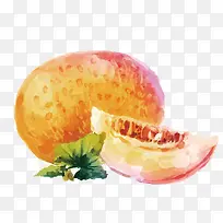 矢量卡通彩绘油画桃子水果