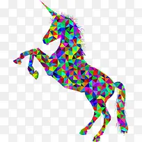 几何彩虹色的尖角马