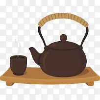 一个矢量褐色茶壶