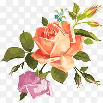 手绘创意彩色玫瑰花