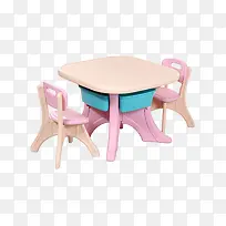 实物粉色塑料儿童桌椅免抠