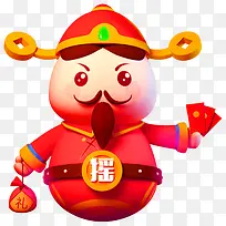 红色中国风财神装饰图案