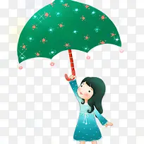 带伞的小女孩