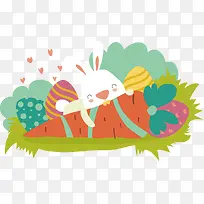 矢量图啃胡萝卜的兔子