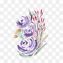 紫色手绘的花朵装饰