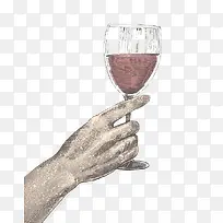 手拿红酒杯素描图案