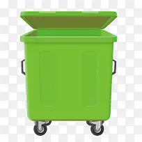 矢量绿色垃圾桶塑料桶