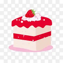 草莓奶油切块正方形美味甜品手绘