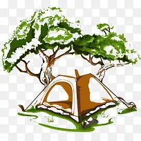 水彩树木帐篷