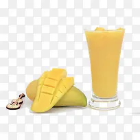 一杯黄色芒果果汁