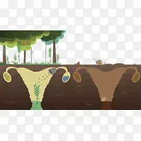 创意绿植灌溉插画