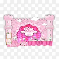 粉色温馨浪漫婚礼布置城堡