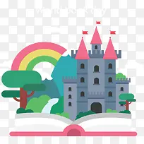 粉色书本中的城堡