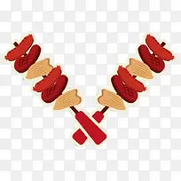 卡通美味食物烤肉串串