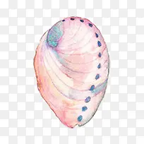手绘水彩粉色贝壳