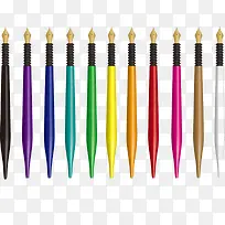 一排彩色的钢笔素材