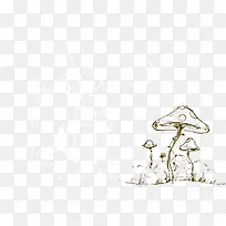 手绘蘑菇和城堡
