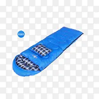 蓝色睡袋和枕头