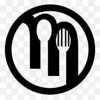 刀子圆形叉子黑色厨房logo