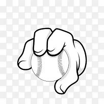 卡通手指触碰棒球素材