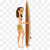 拿着冲浪板的女性人物设计