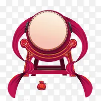 红色中国风擂鼓装饰图案