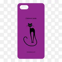 紫色猫咪手机壳图案设计