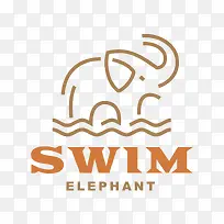 游泳大象标签