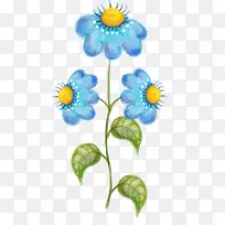 水彩手绘蓝色的小花