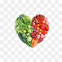 新鲜心形鲜艳蔬菜和水果