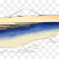 浮世绘海边日本水墨画
