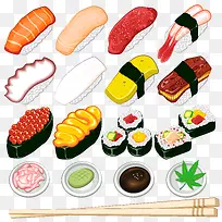 各种寿司食物集合