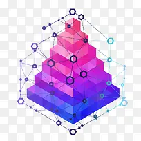 创意矢量三角塔互联网立方体抽象