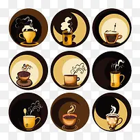 9个圆形咖啡标识