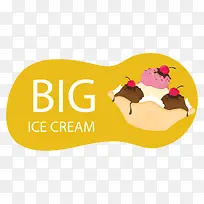 黄色大冰淇淋夏季标签