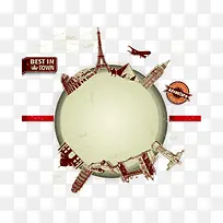 旅行  全球  圆环 装饰图案