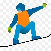 卡通滑雪运动人物插画