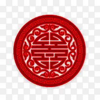 红色中国风纹理圆盘装饰图案
