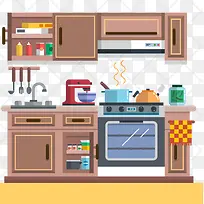 卡通矢量厨房餐具电器厨具