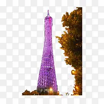 紫色广州小蛮腰电视塔免费素材