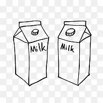 两瓶手绘牛奶盒