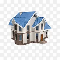 蓝色屋顶的房子