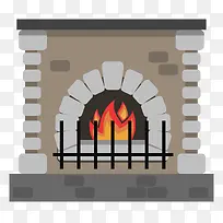 手绘卡通火炉取暖炉壁炉