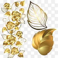 金色玫瑰装饰元素