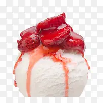 水果草莓酱料的冰激凌