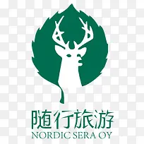 小鹿与树叶logo设计