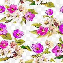 彩色手绘花叶免扣素材