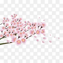 粉色手绘桃花树枝装饰图案