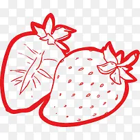 红色线条水果维生素营养草莓图案