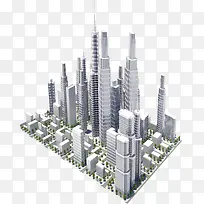 灰色城市建筑剪影